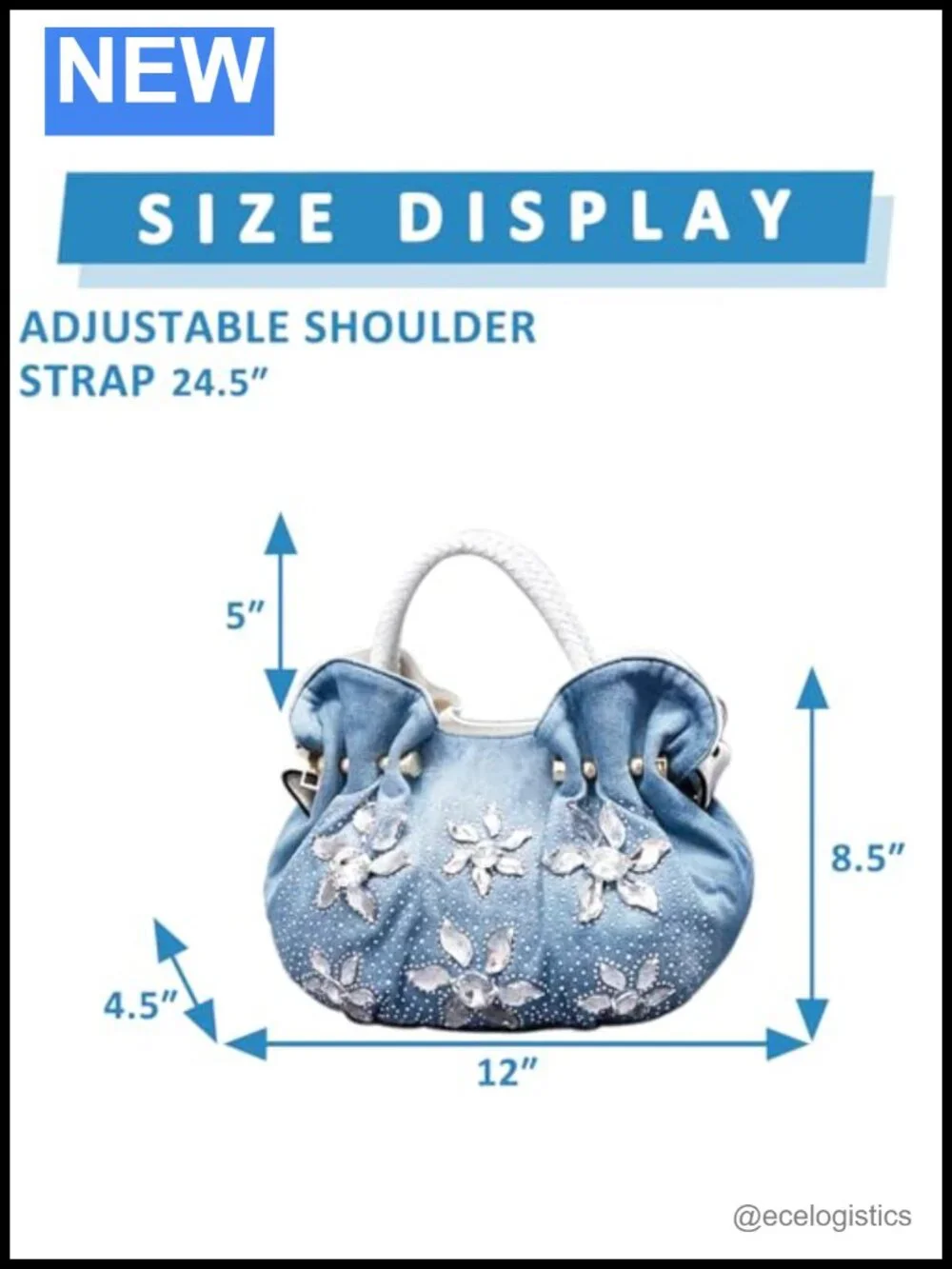 Denim Tote Bag Shoulder Handbag Women Travel Daily Bag